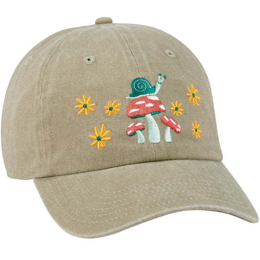 Snail and Mushrooms - embroidered baseball cap
