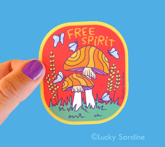 Free Spirit, Mushroom, Hippie Vinyl Sticker