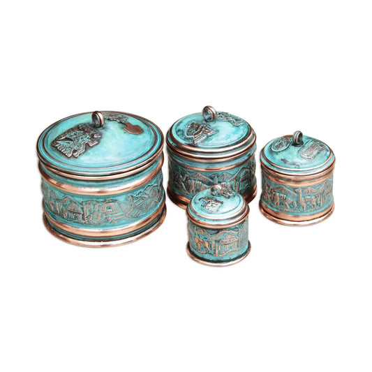 Andean Trail - copper boxes (set of 4) - Art
