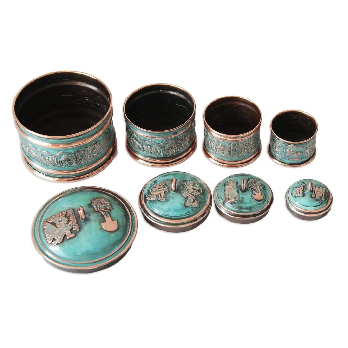 Andean Trail - copper boxes (set of 4) - Art