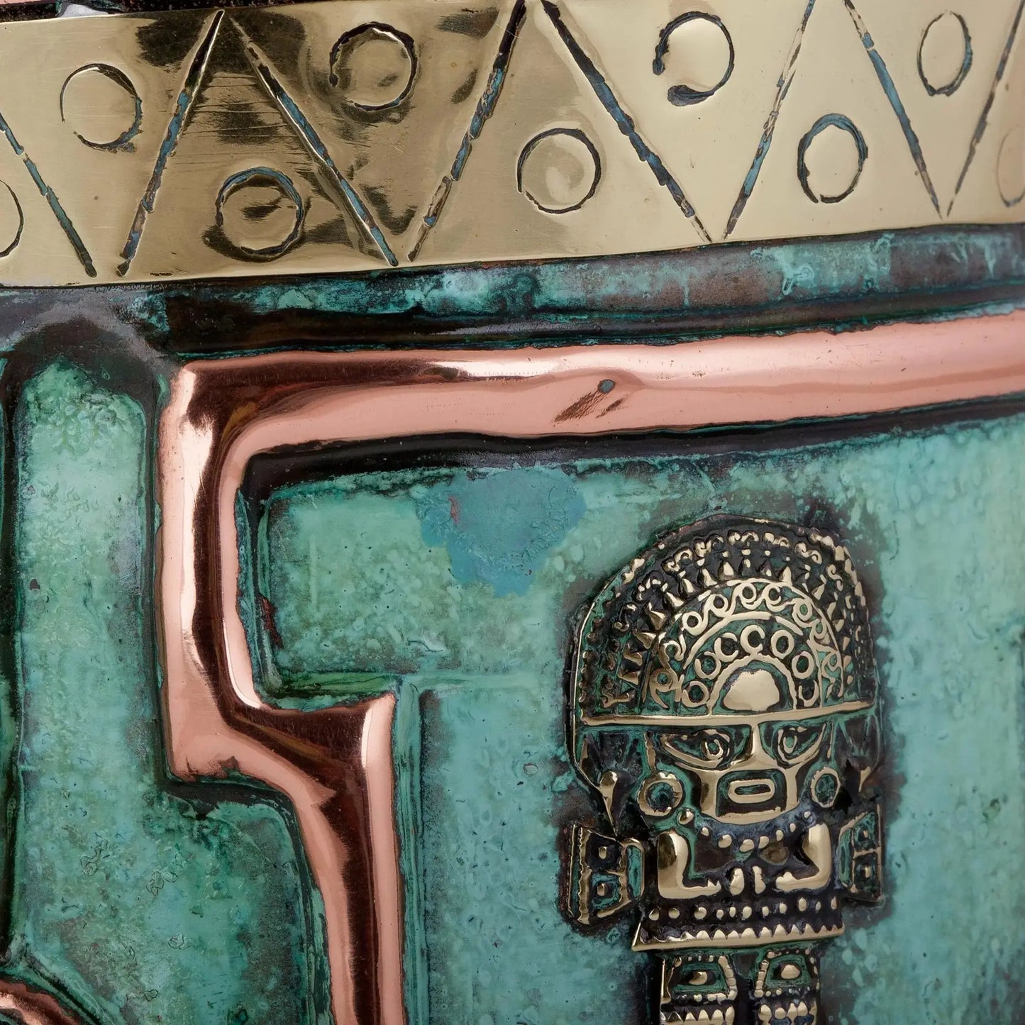 Andean Warrior - gemstone-accented copper vase - Art