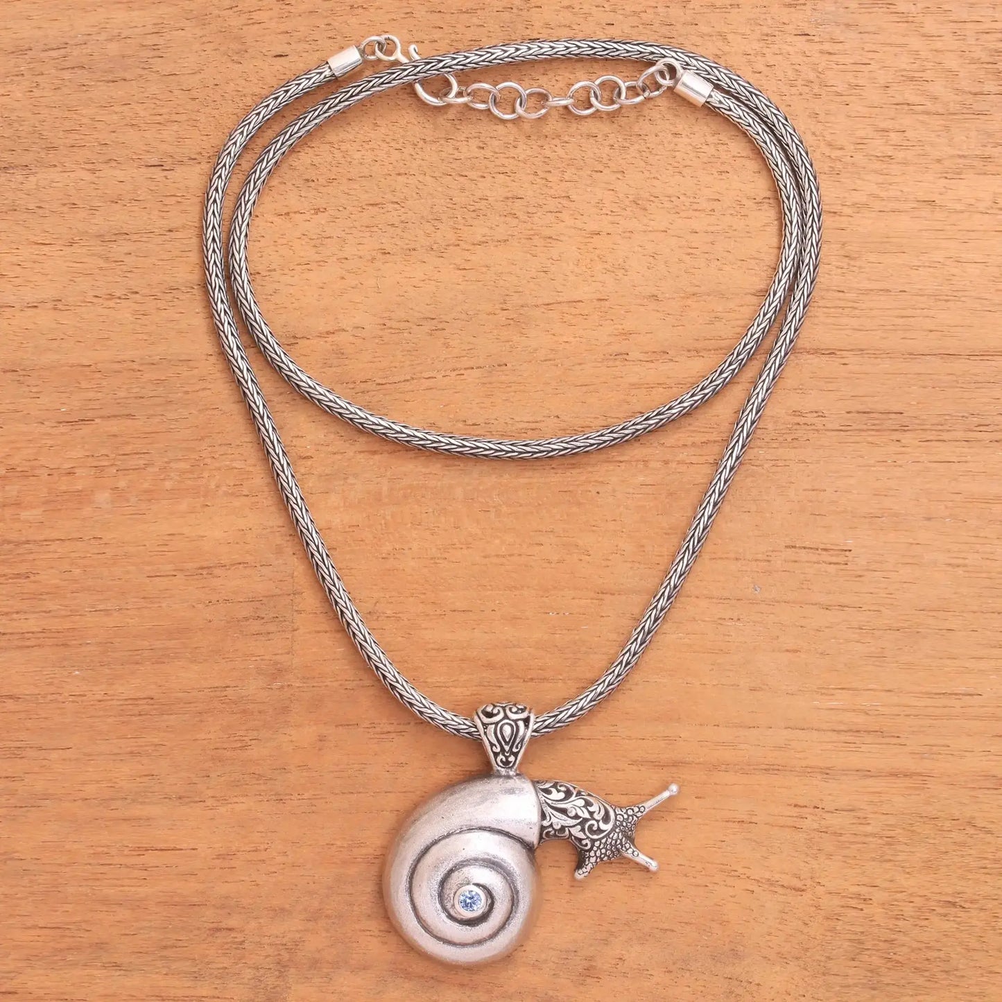 Bunaken Snail - blue topaz pendant necklace - Jewelry