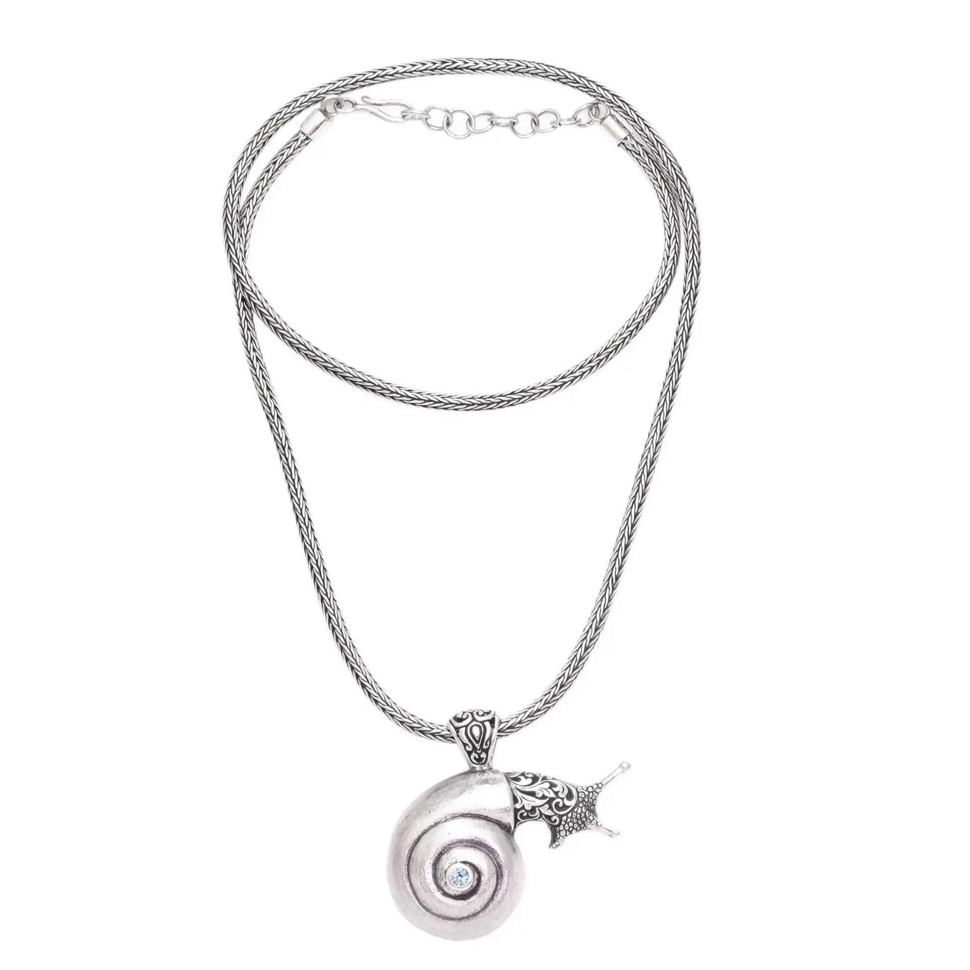Bunaken Snail - blue topaz pendant necklace - Jewelry