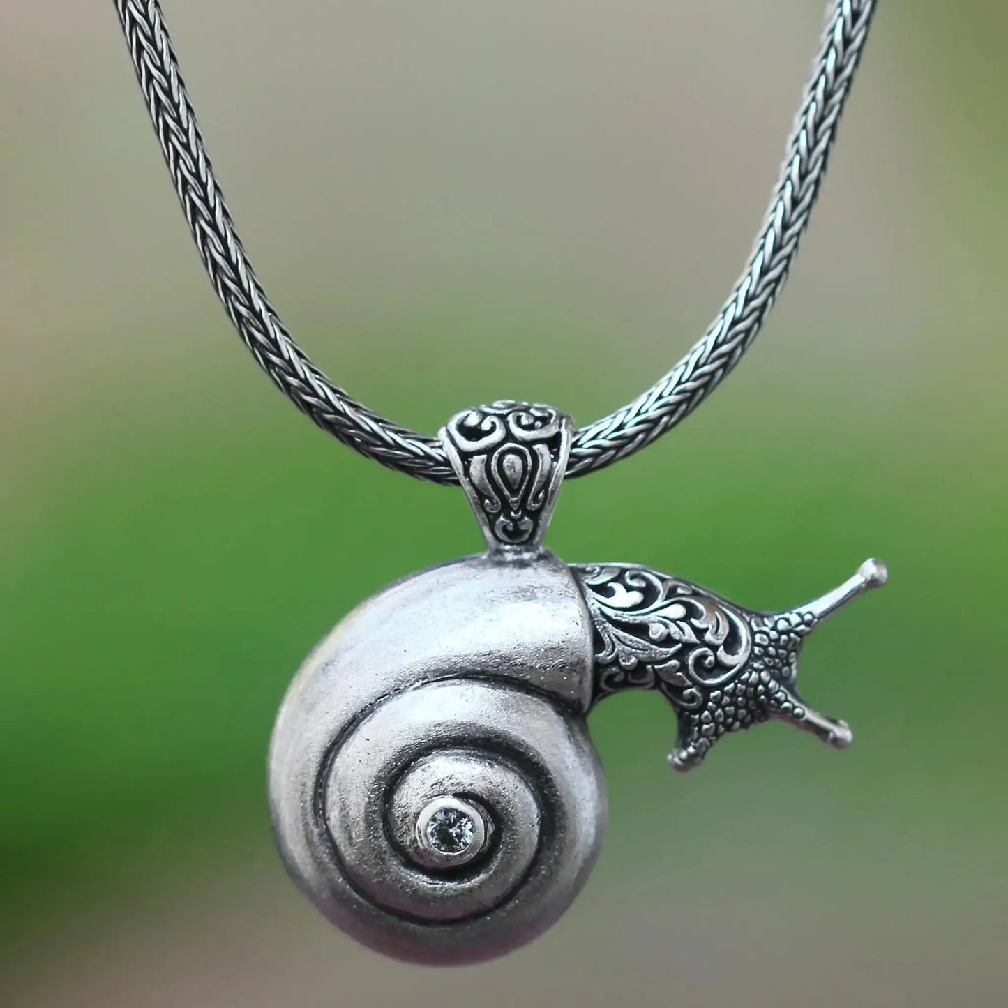Bunaken Snail - blue topaz pendant necklace - Jewelry