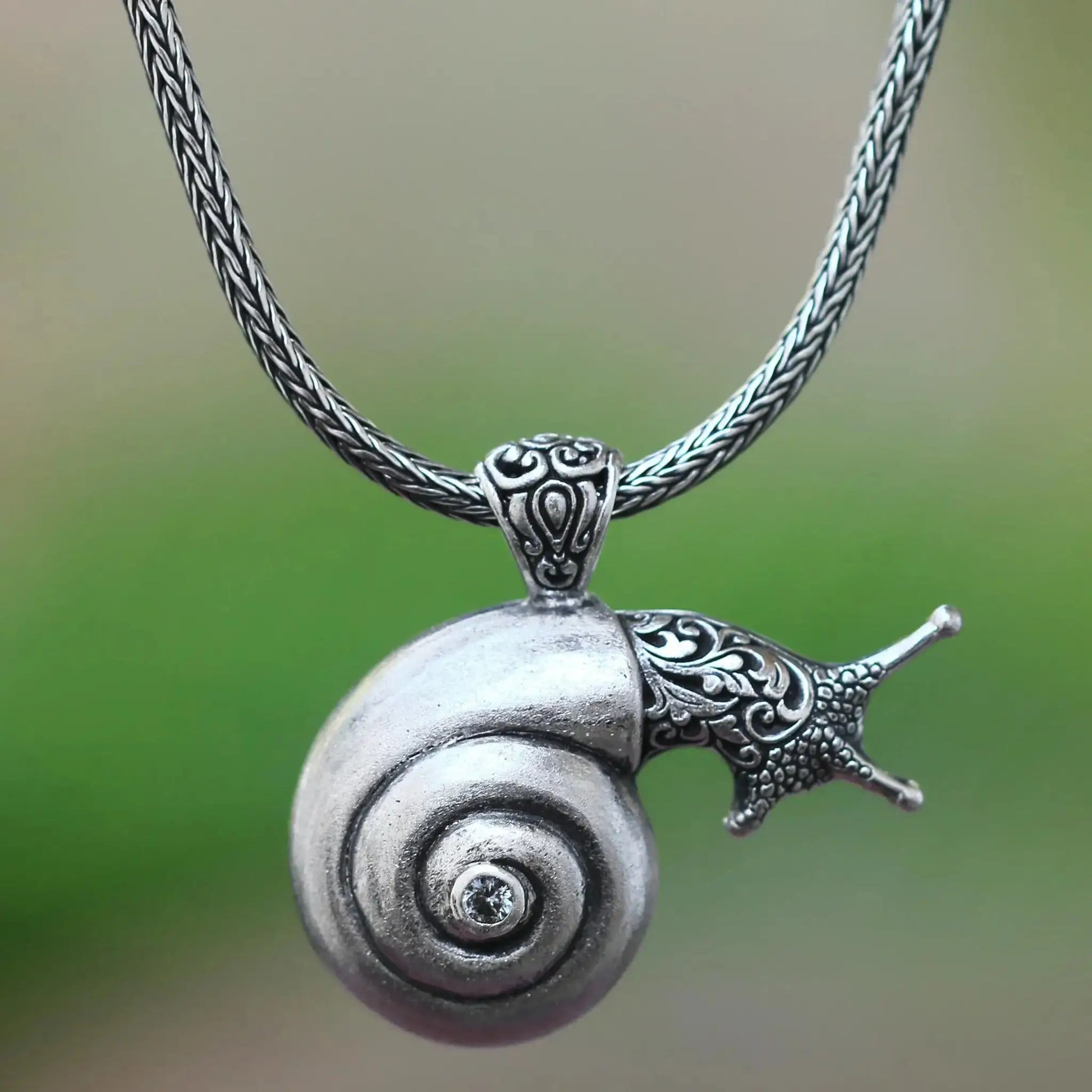 Bunaken Snail - blue topaz pendant necklace - Jewelry