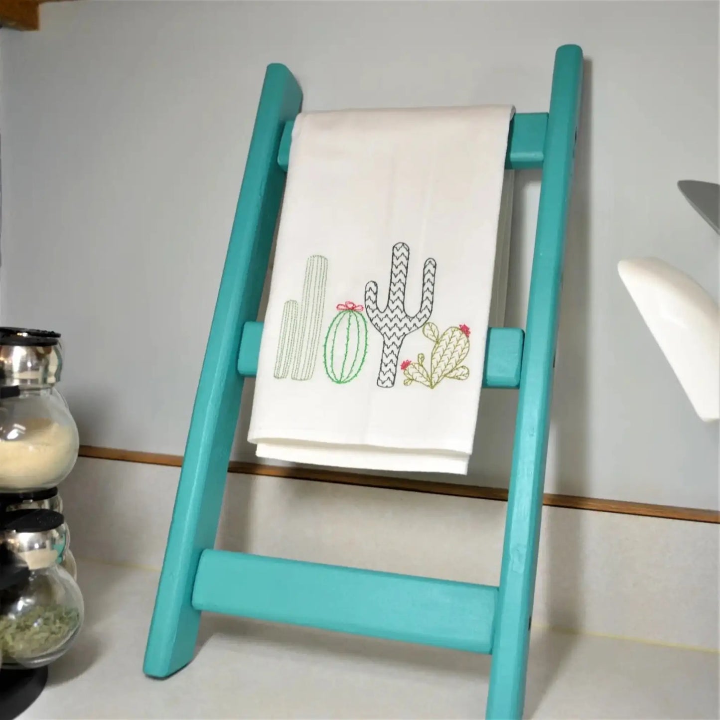Cactus Affinity Tea Towel - Embroidered Floursack