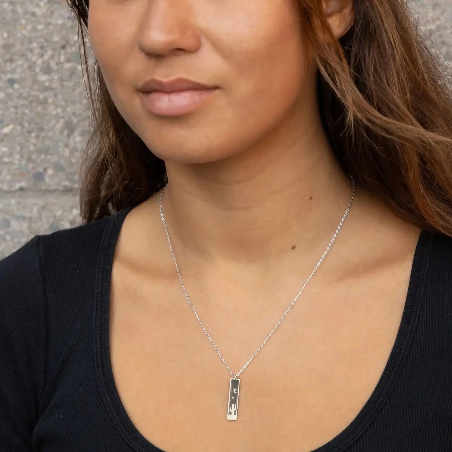 Cactus Calm Skinny Bar Necklace - Jewelry