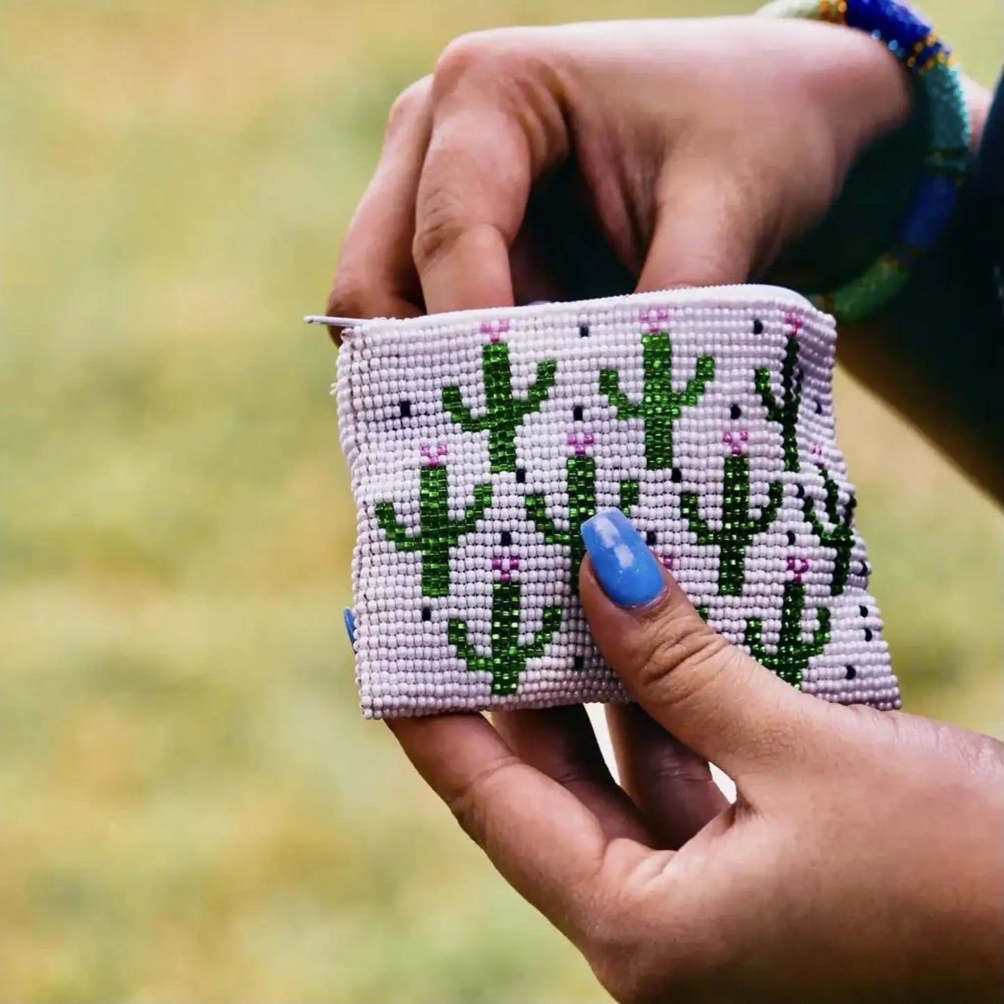 Cactus Seed Bead Coin Purse - Bag