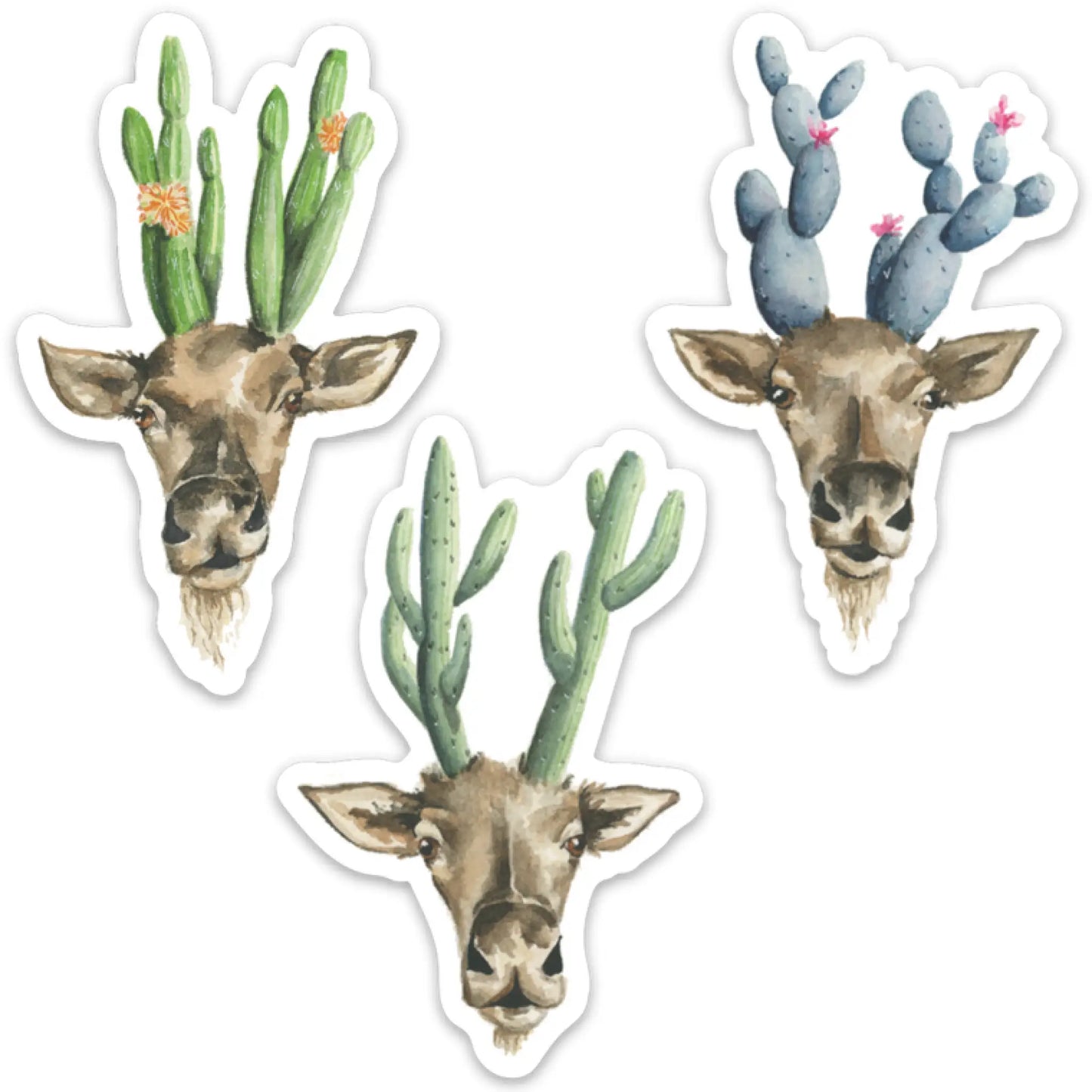 Cactus Spirit Deer - set of 3 stickers - Sticker