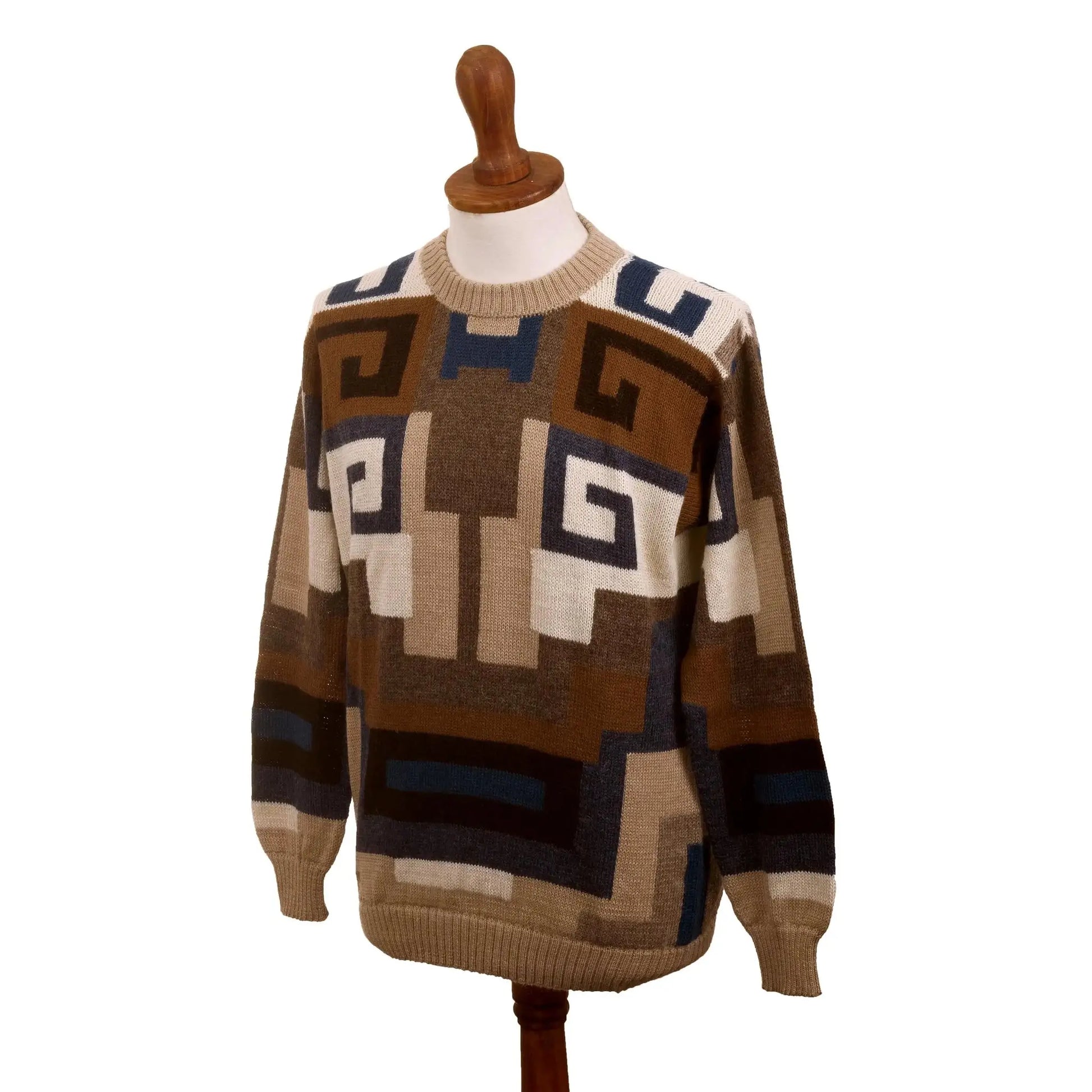 Chavin Geometry - intarsia knit alpaca wool sweater