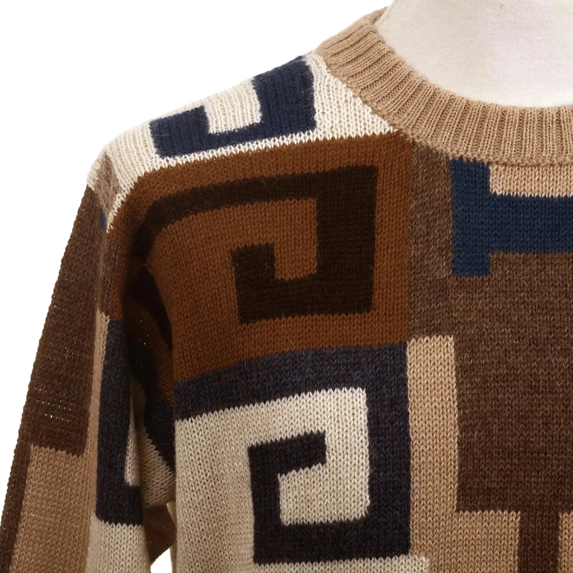 Chavin Geometry - intarsia knit alpaca wool sweater