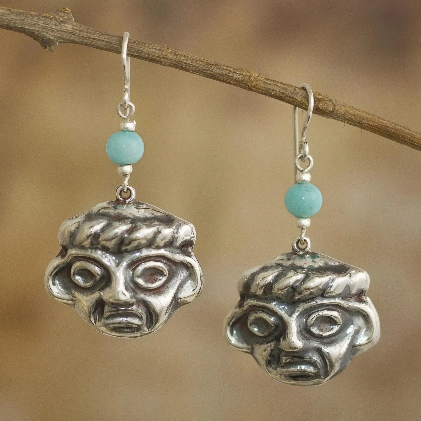 Chavin Memory - silver earrings with amazonite - Jewelry