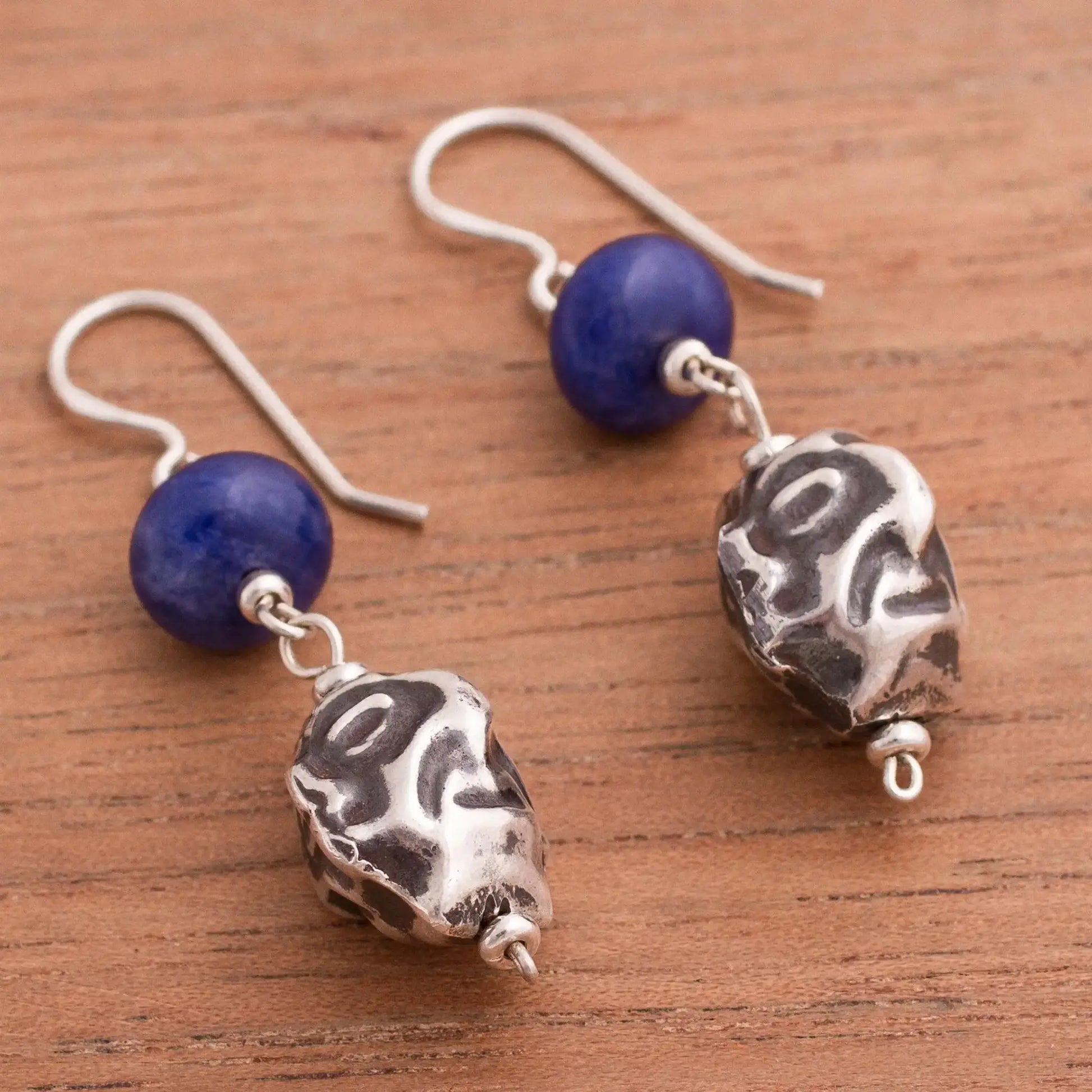 Chavin Warrior - sodalite dangle earrings - Jewelry