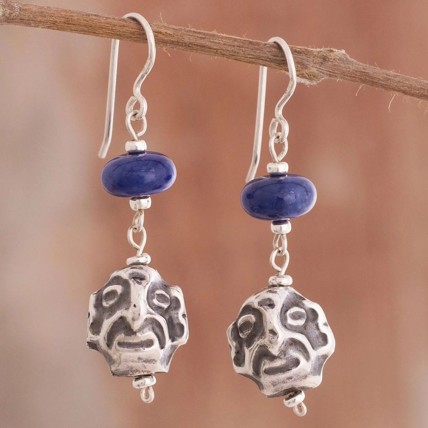 Chavin Warrior - sodalite dangle earrings - Jewelry