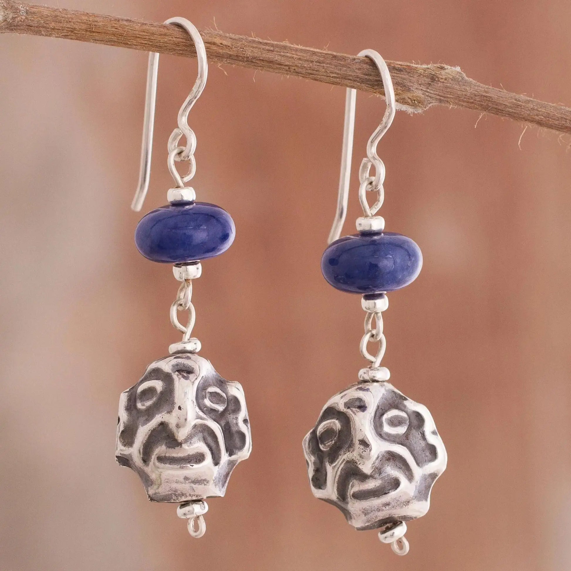 Chavin Warrior - sodalite dangle earrings - Jewelry