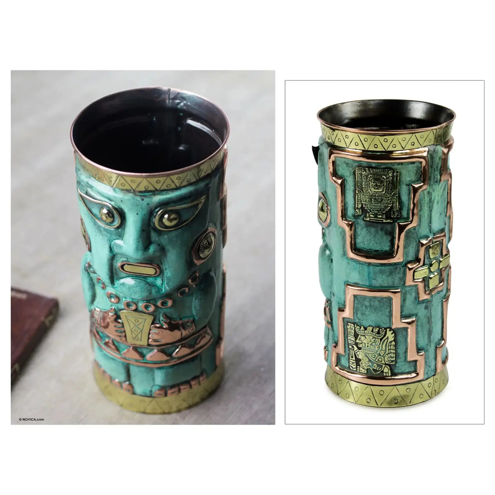 Chimu Deity - brass and copper vase - Art