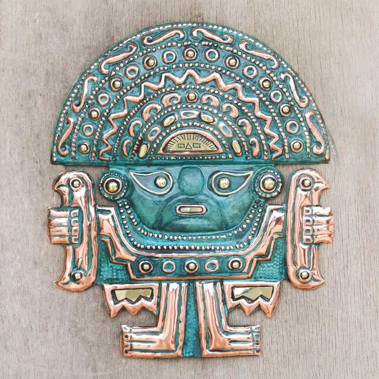 Chimu Warrior - copper and bronze wall sculpture - Art