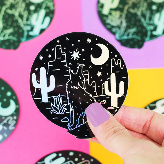 Desert Coyote holographic sticker - Sticker