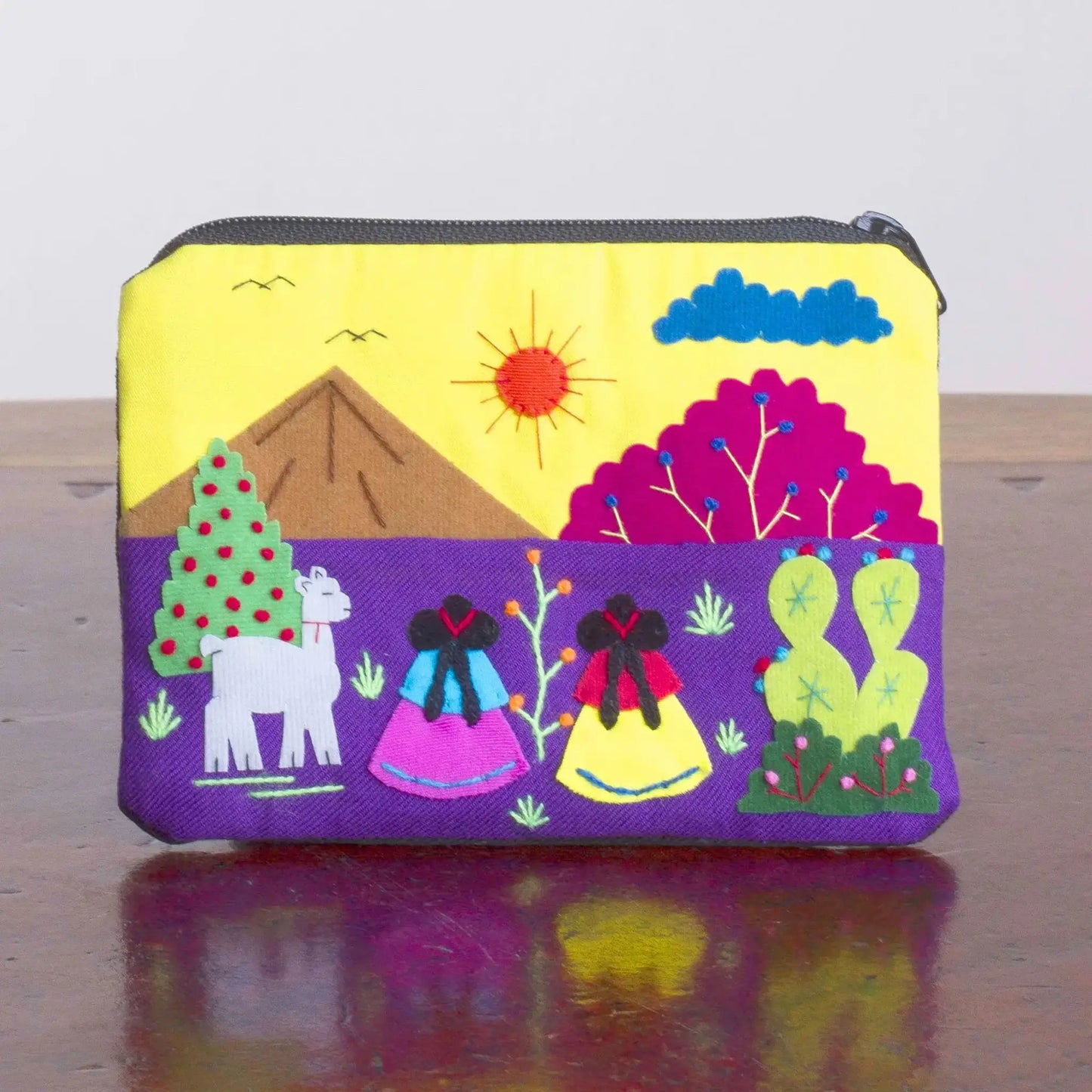 Andean Sun - embroidered cotton coin purse - Sunrise - Bag