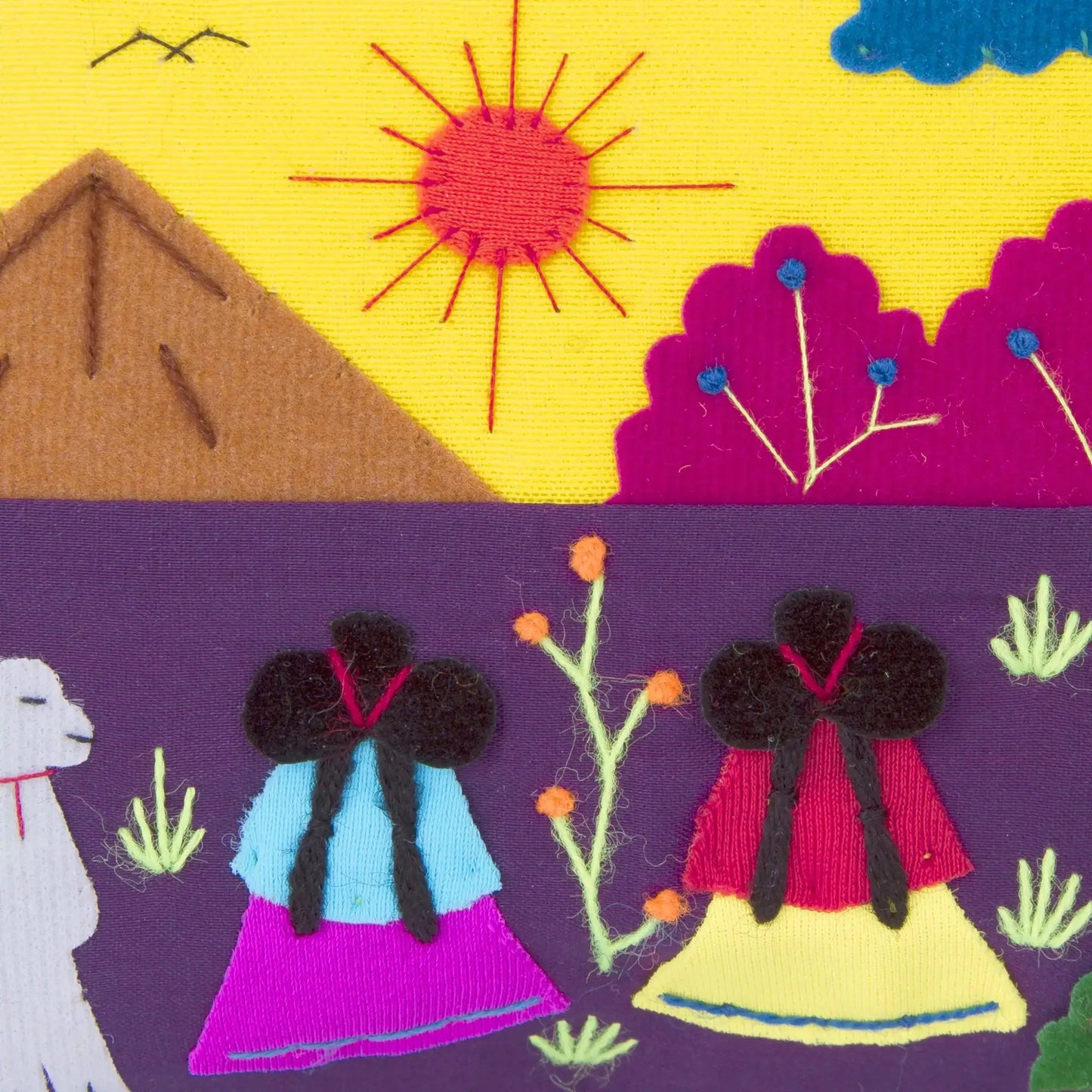 Andean Sun - embroidered cotton coin purse - Bag