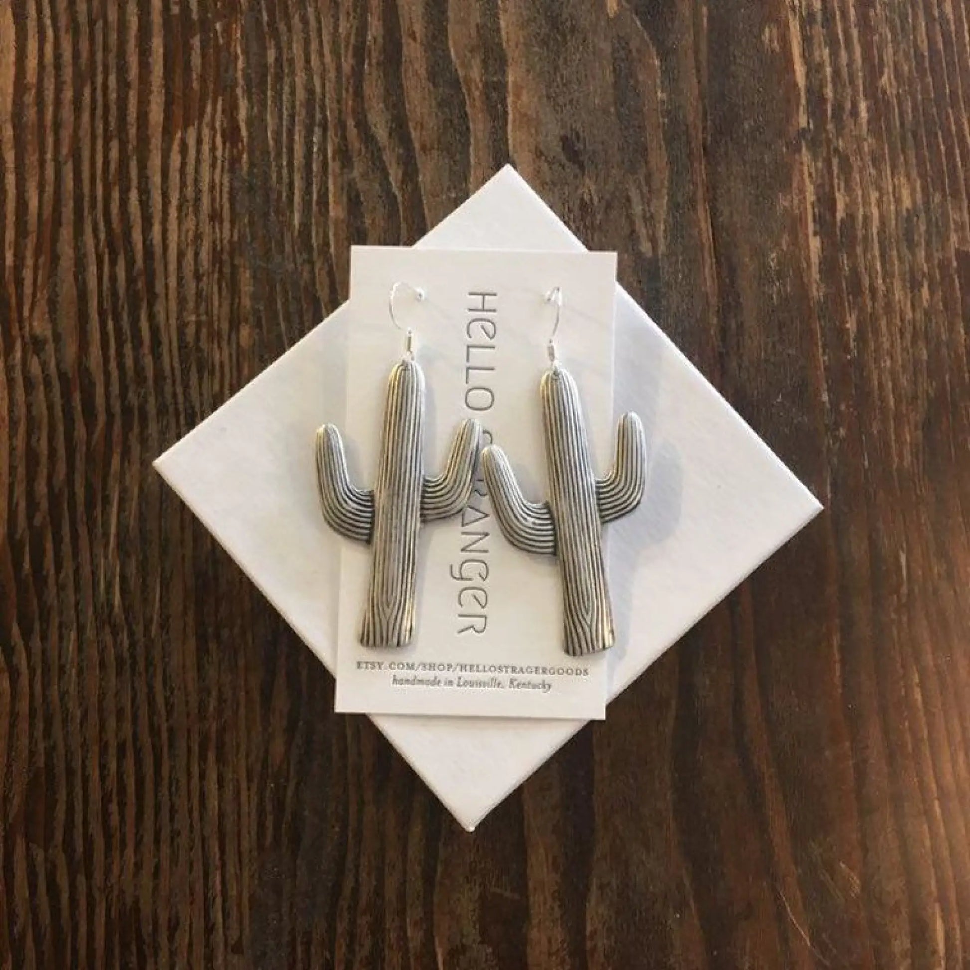 Giant Silver Cactus Earrings - Jewelry