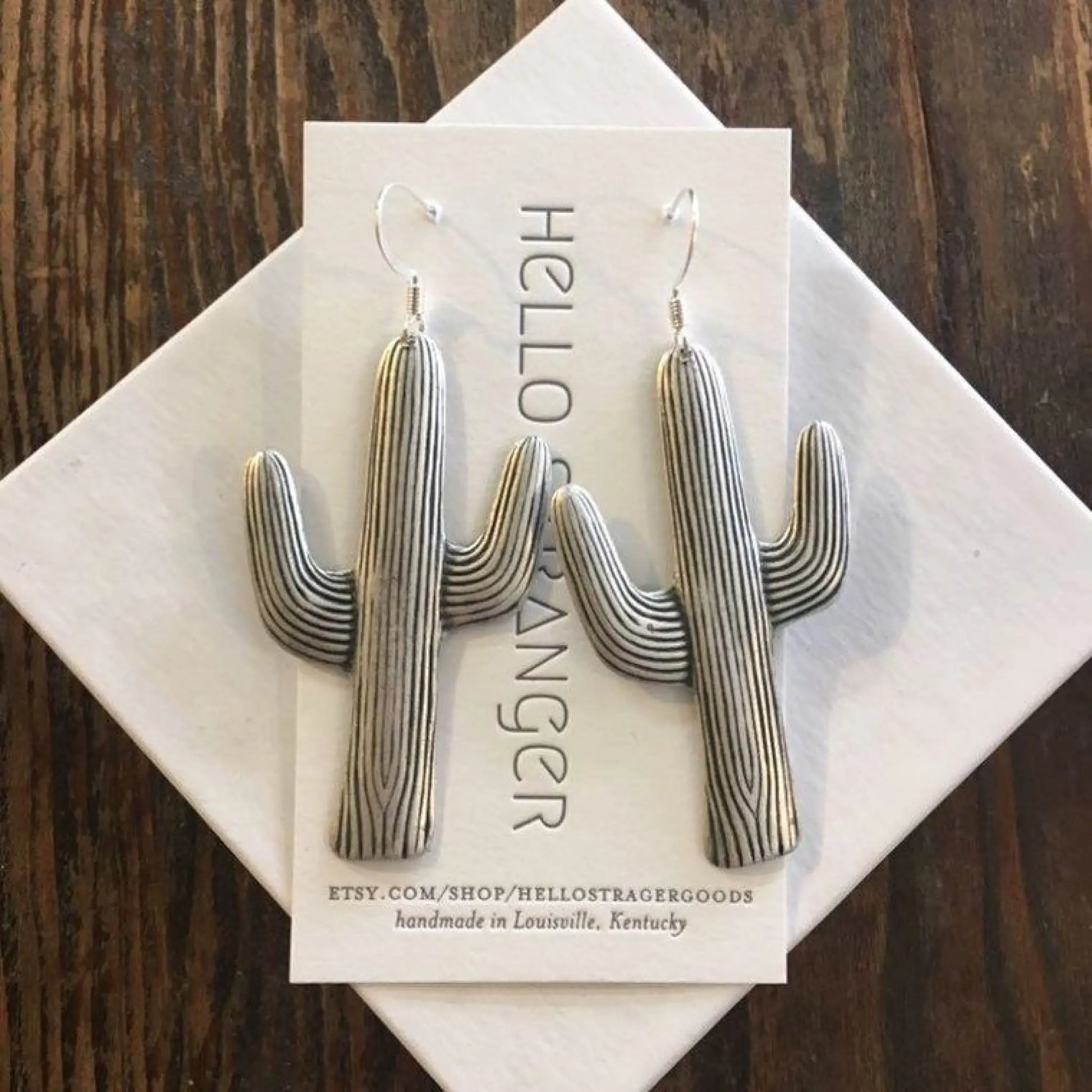 Giant Silver Cactus Earrings - Jewelry