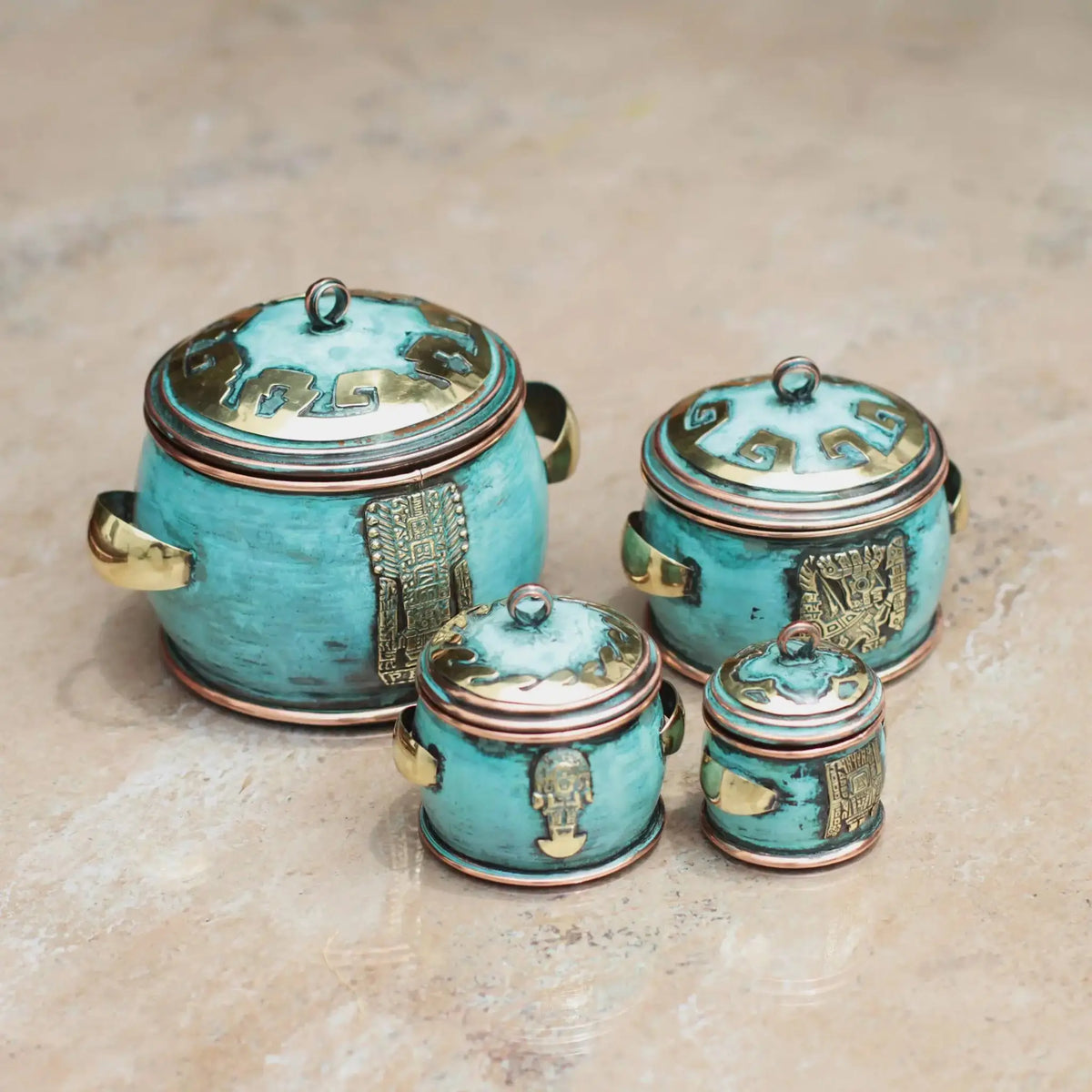 Grand Peru - copper and bronze boxes (set of 4) - Art