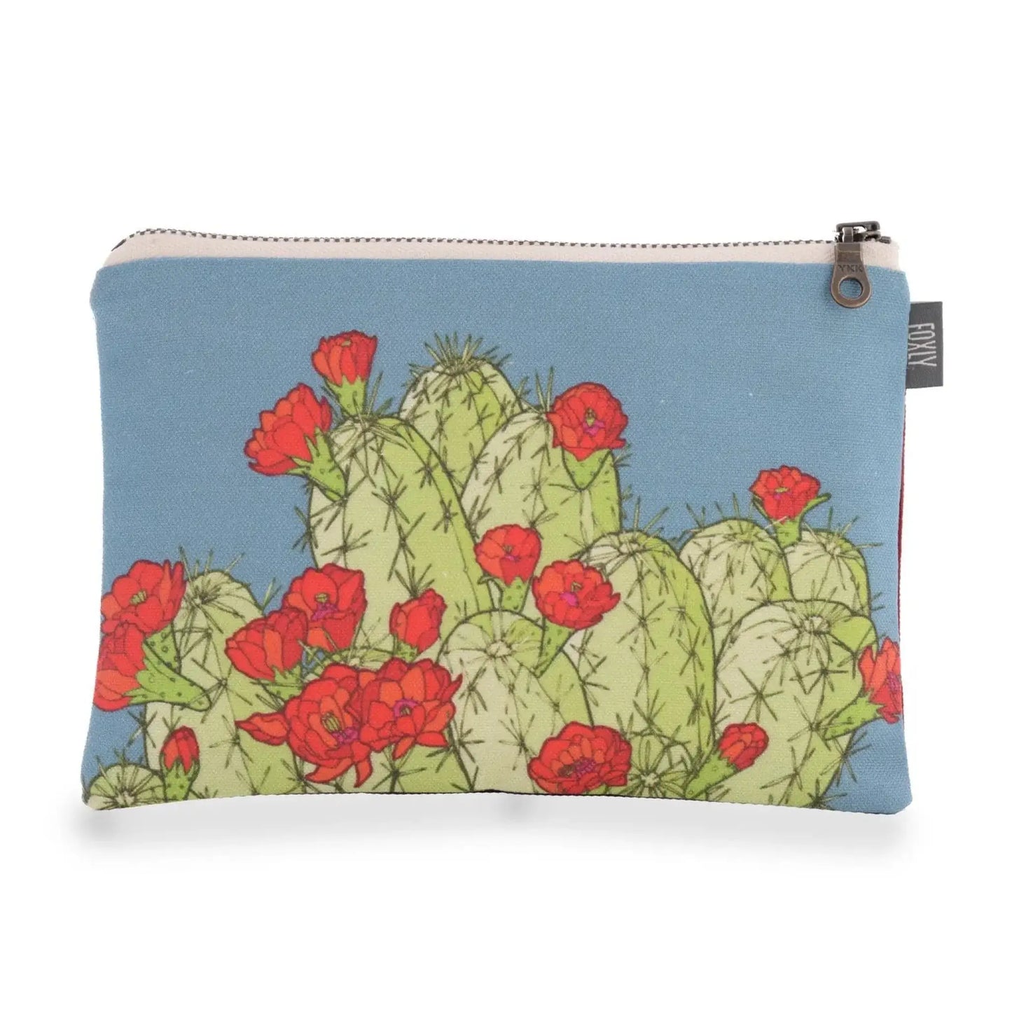 Hedgehog Cactus Zipper Pouch - medium blue - Bag