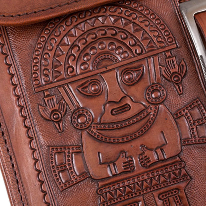 Pre-Hispanic Embossed Leather Sling from Peru Tumi