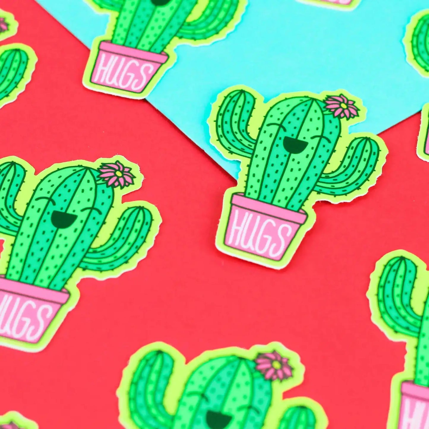 Hugs Potted Cactus sticker - Sticker