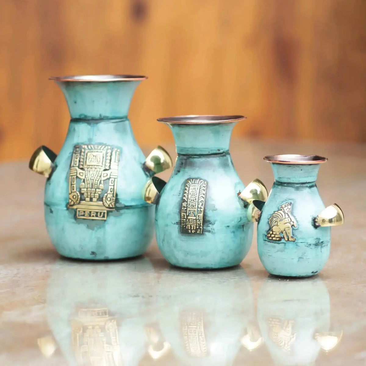Inca Inheritance - copper and bronze vase (set of 3) - Art