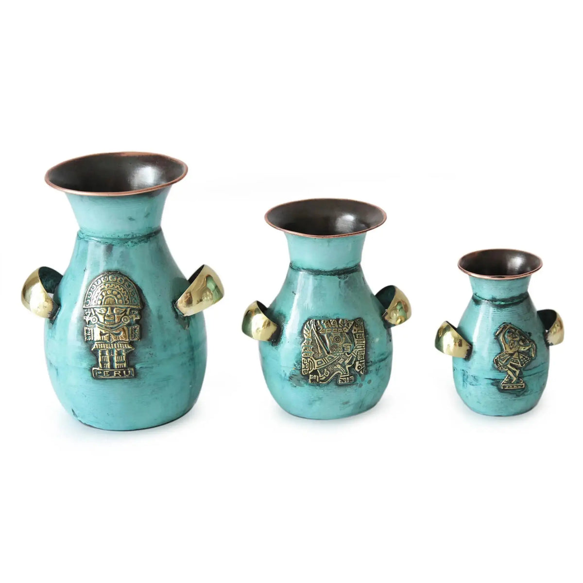 Inca Inheritance - copper and bronze vase (set of 3) - Art