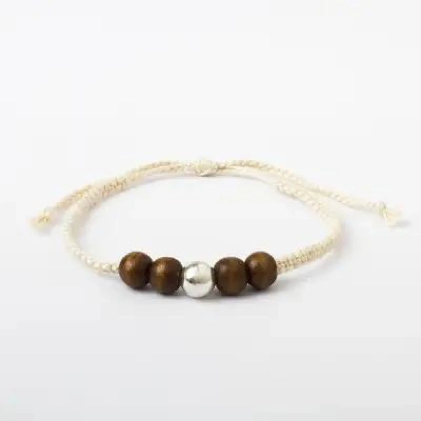 Inti Raymi - sterling silver and wood beaded cotton macrame
