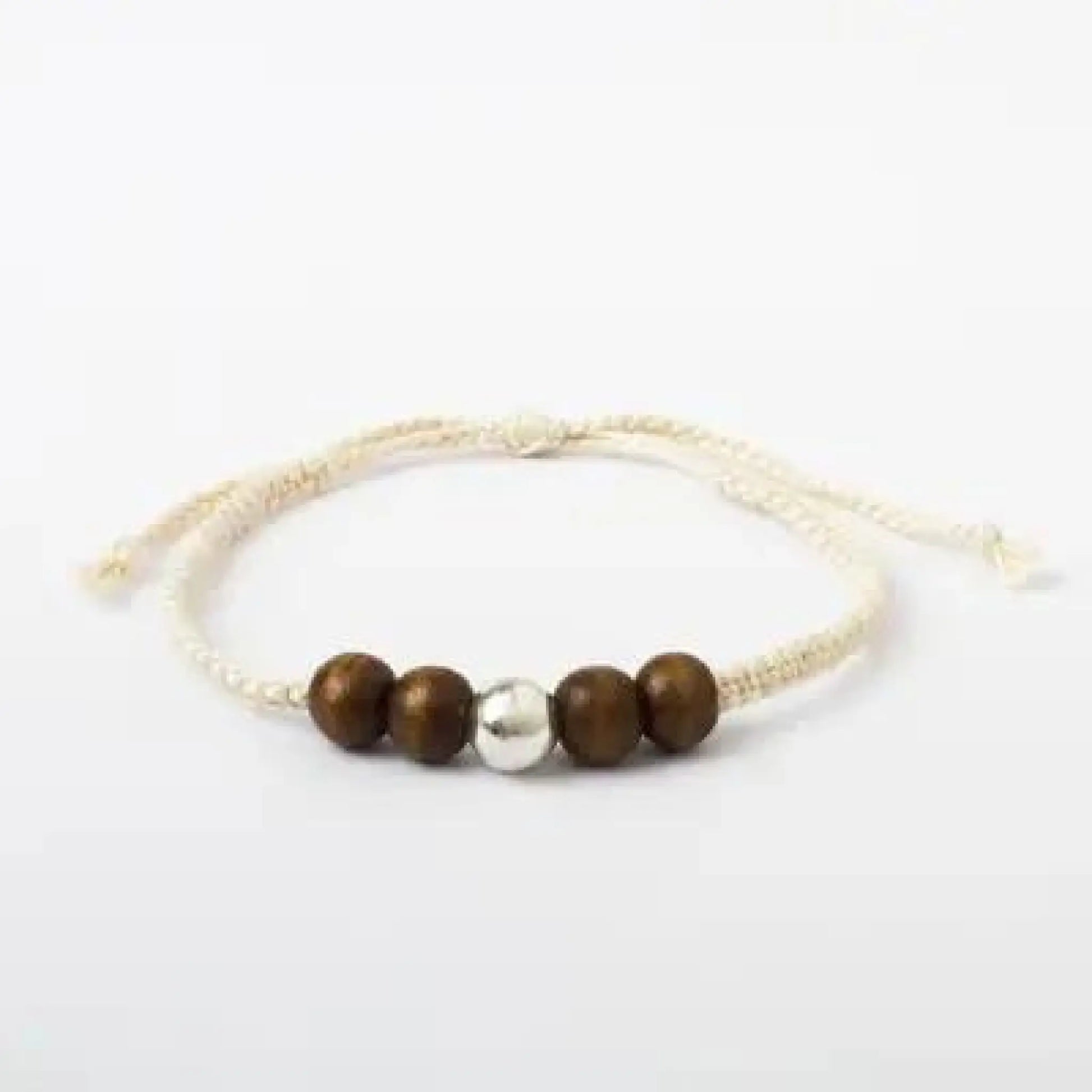 Inti Raymi - sterling silver and wood beaded cotton macrame
