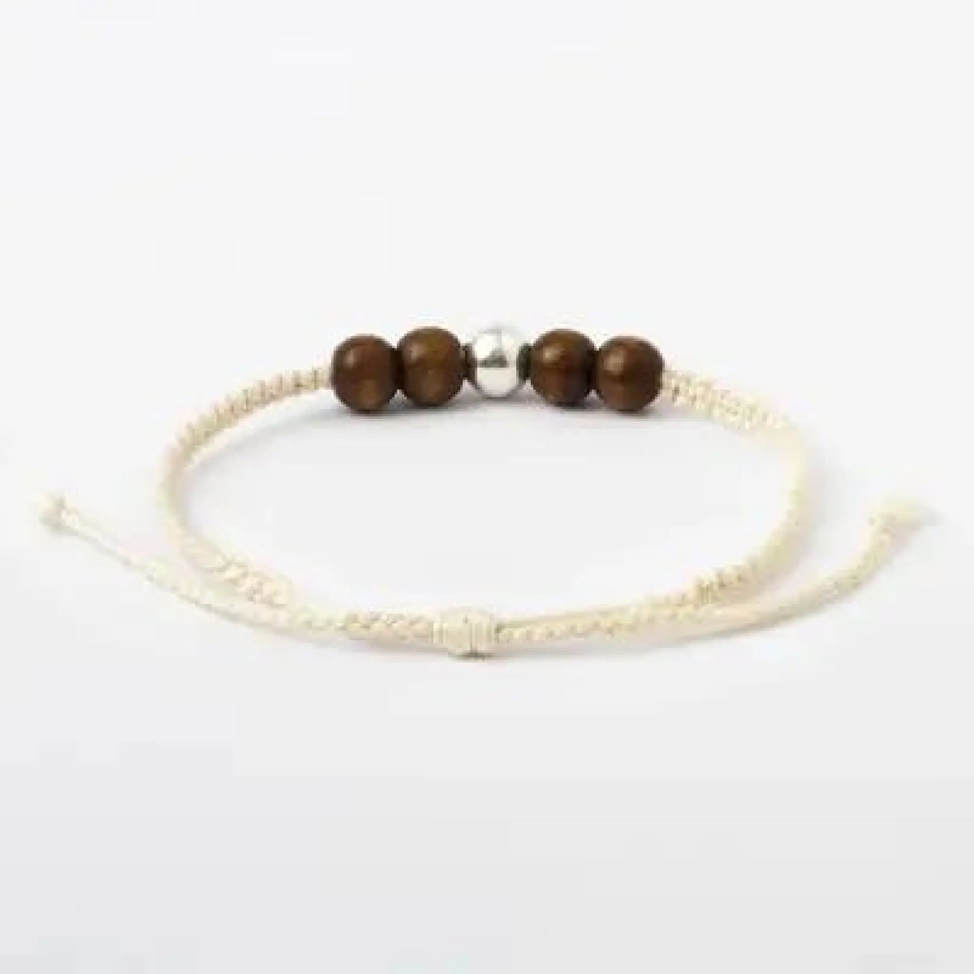 Inti Raymi - sterling silver and wood beaded cotton macrame