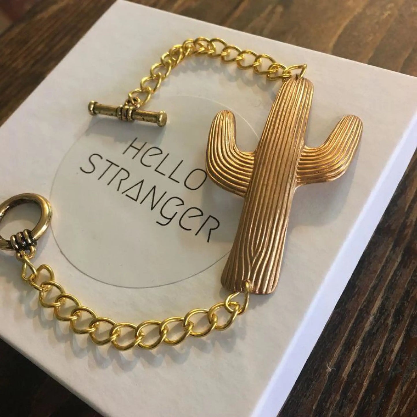 Large Brass Cactus Bracelet - Jewelry