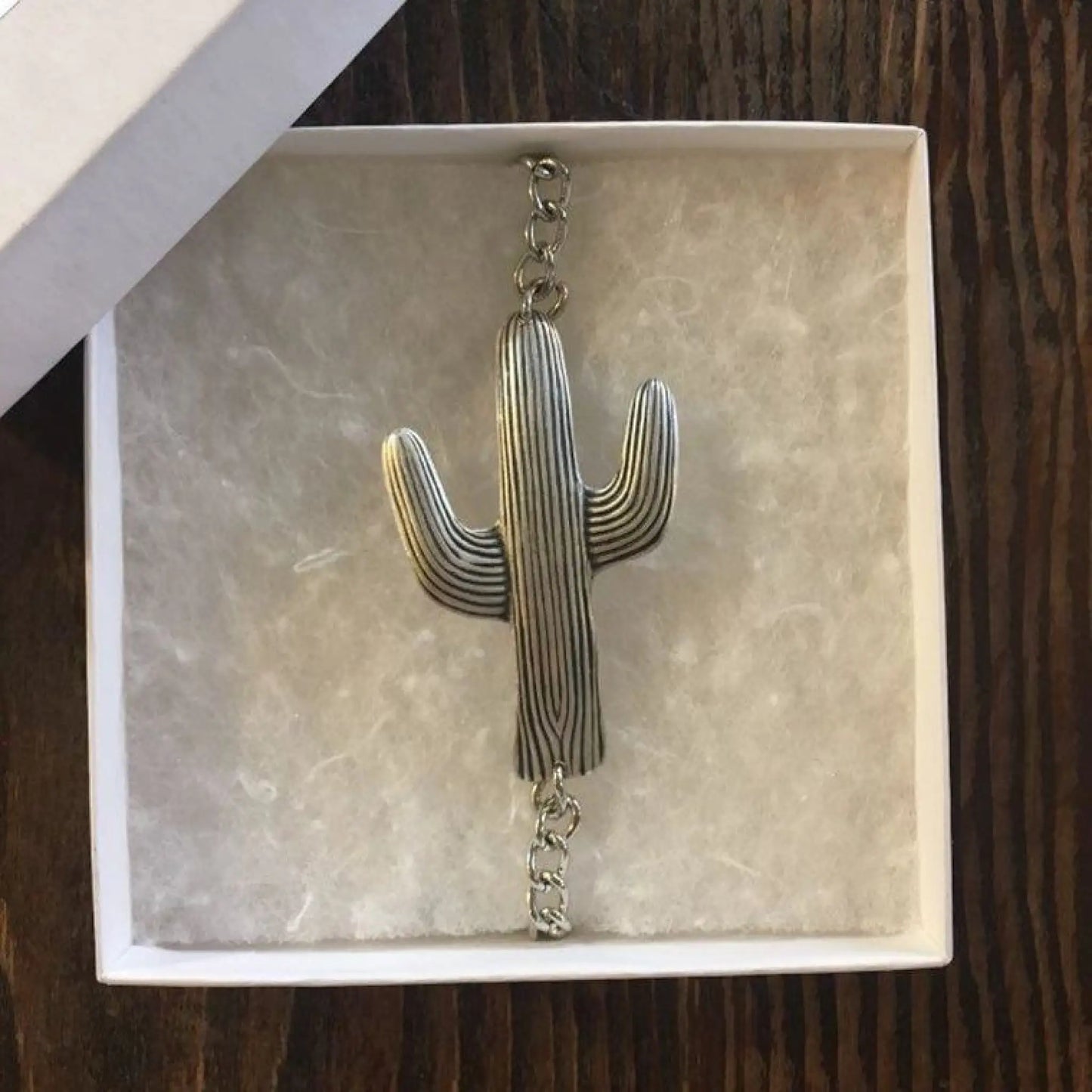 Large Silver Cactus Bracelet - Jewelry