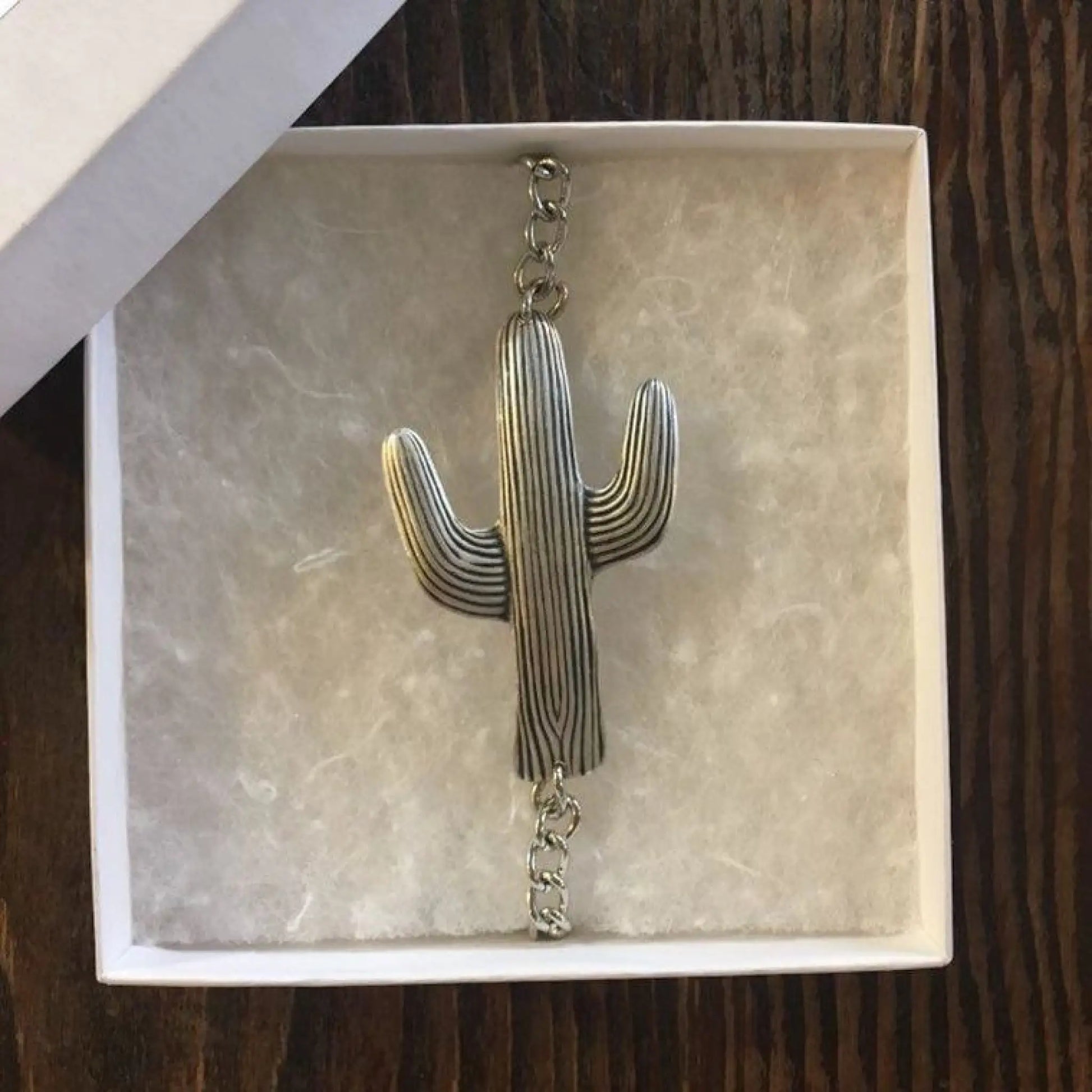 Large Silver Cactus Bracelet - Jewelry