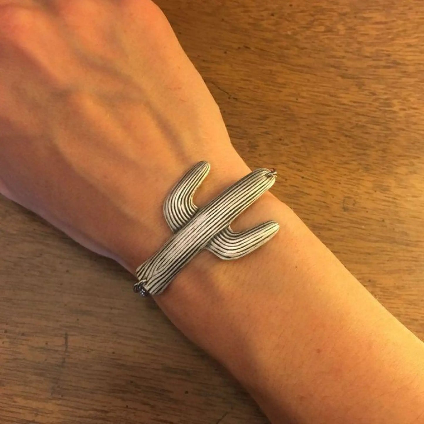 Large Silver Cactus Bracelet - Jewelry