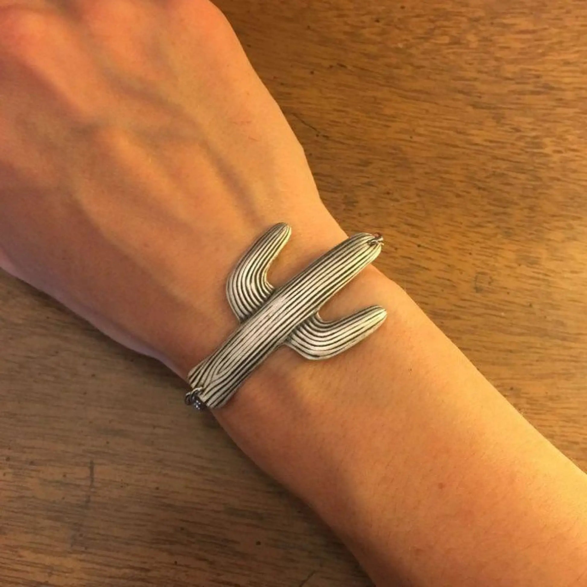 Large Silver Cactus Bracelet - Jewelry