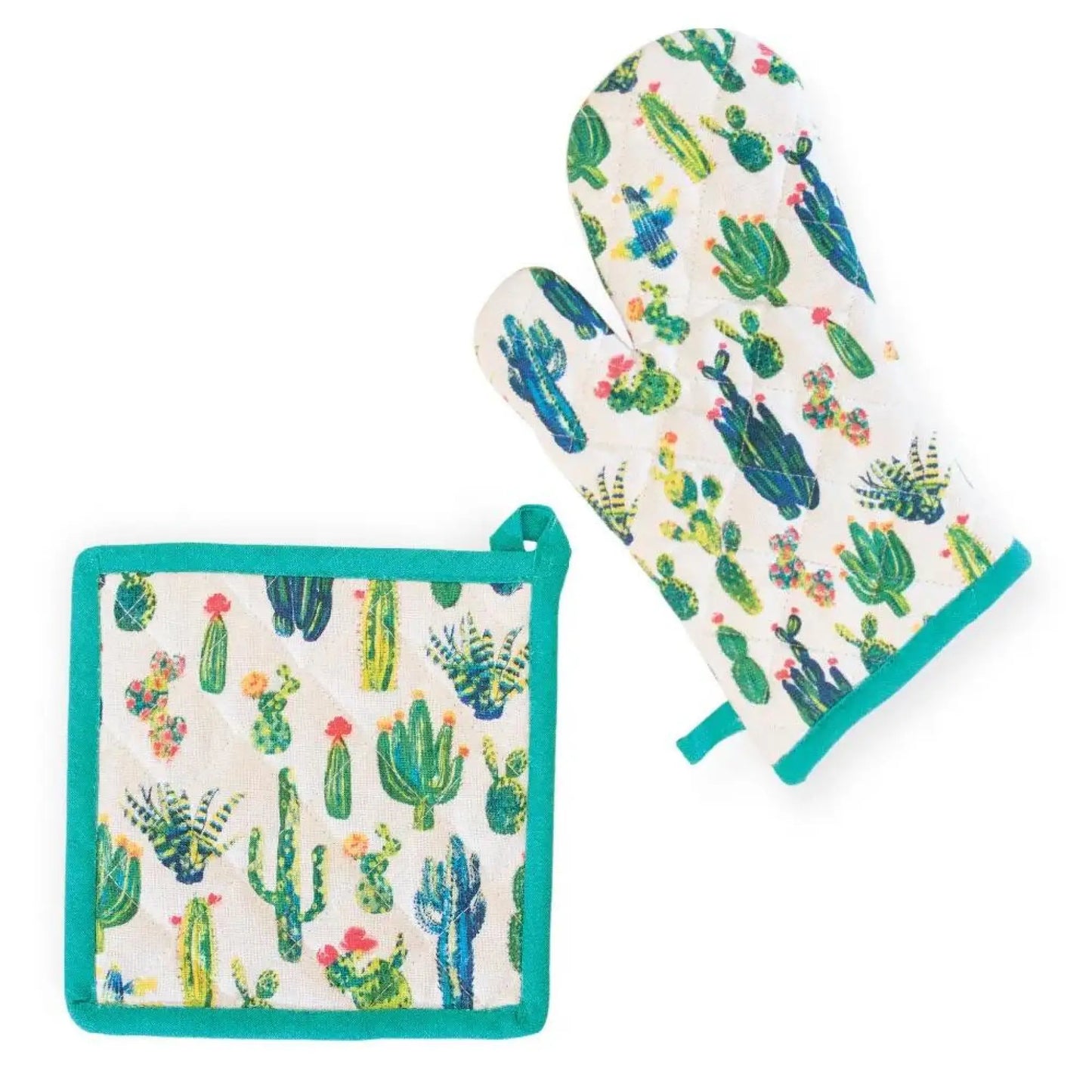 My Little Green Cactus Oven Mitt & Pot Holder Set - Kitchen