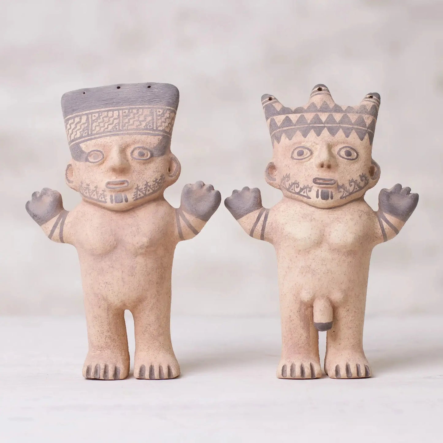 Male and Female Chancay Duality - ceramic statuette (set