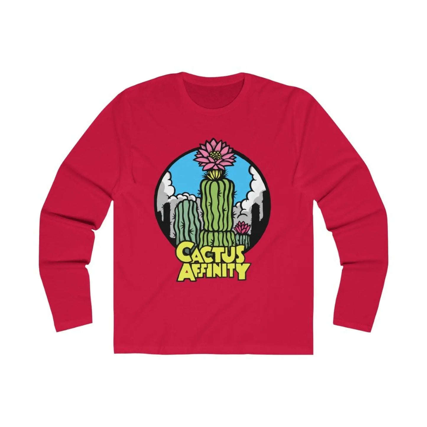 Men’s Long Sleeve Crew Tee - Logo - Solid Red / S