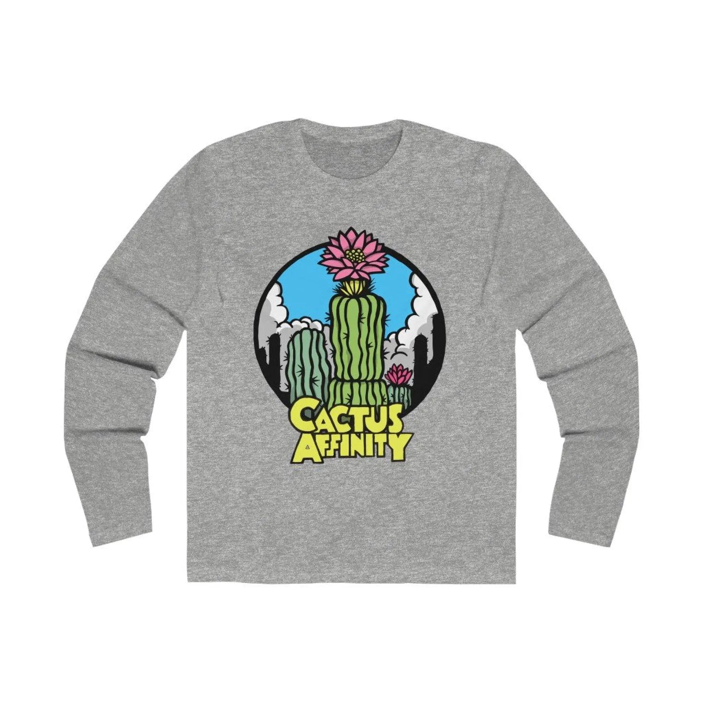 Men’s Long Sleeve Crew Tee - Logo - Solid Heather Grey