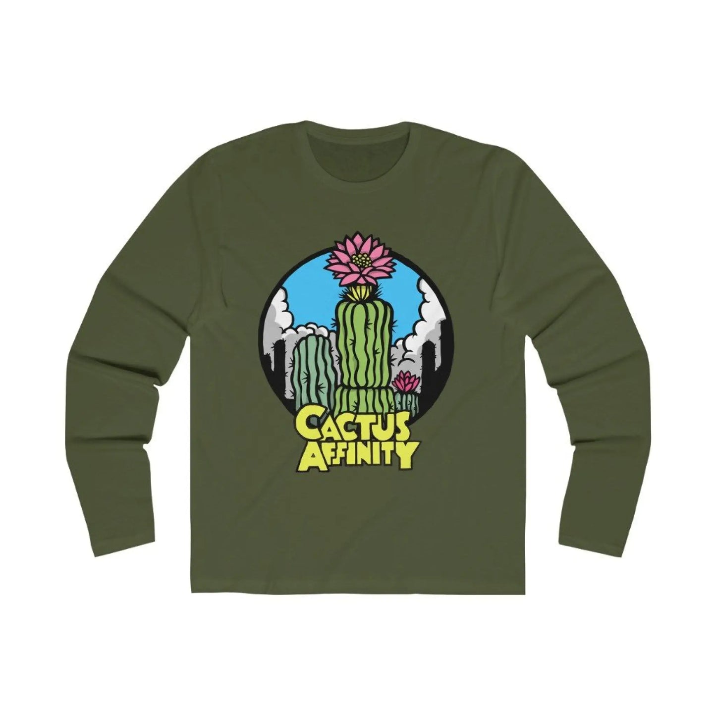 Men’s Long Sleeve Crew Tee - Logo - Solid Military Green