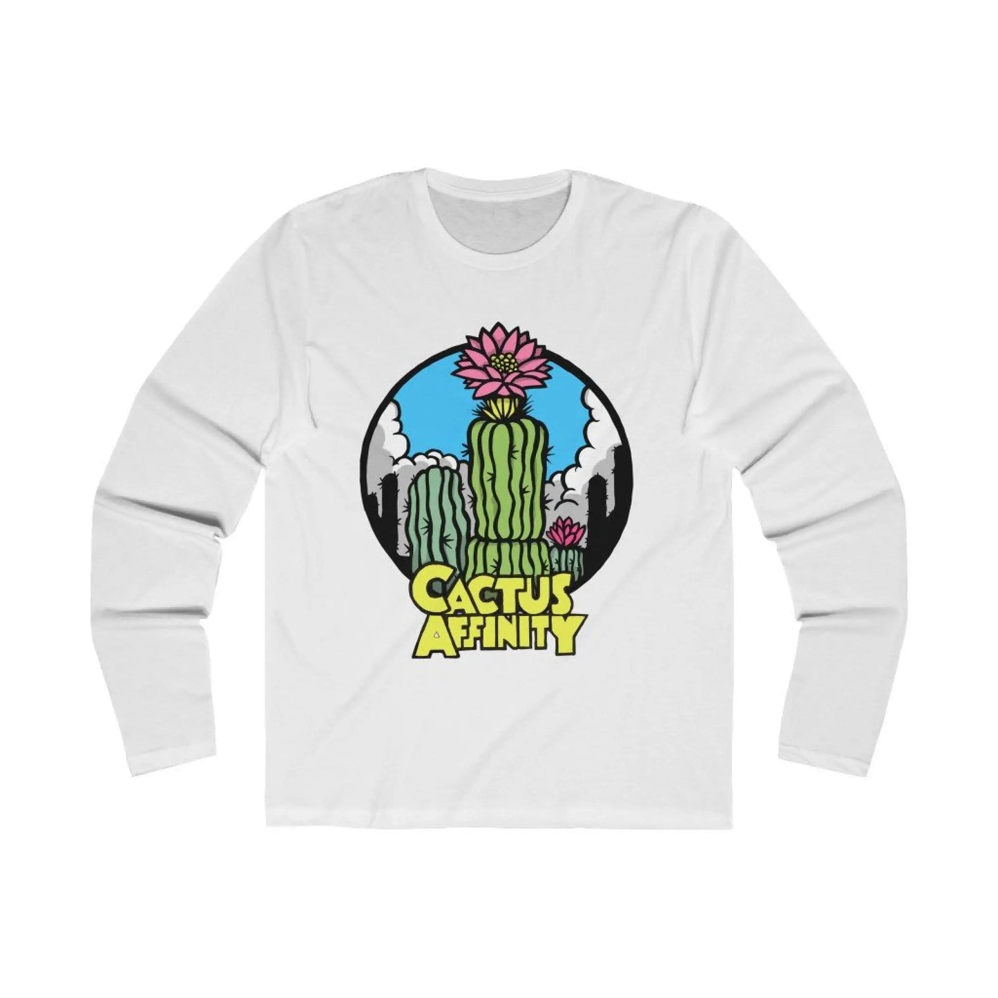 Men’s Long Sleeve Crew Tee - Logo - Solid White / S