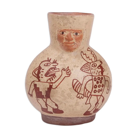 Moche Pot - Handcrafted Ceramic Decorative Vase from Peru -