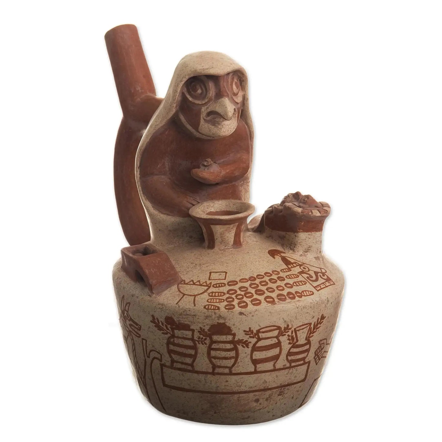 Moche Medicine Man - Peru Archaeology Replica Vessel - Art