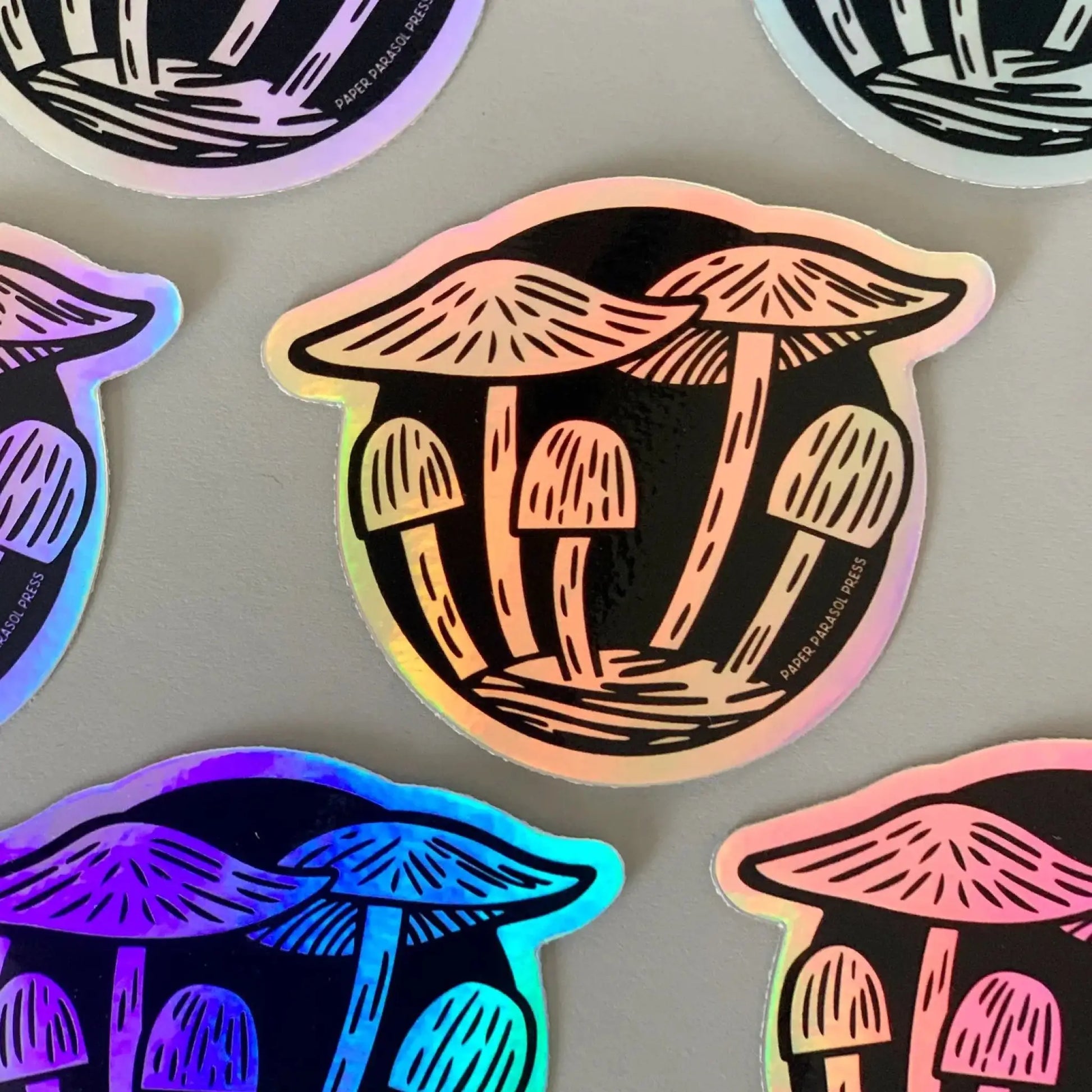 Mushroom Cluster holographic sticker - Sticker