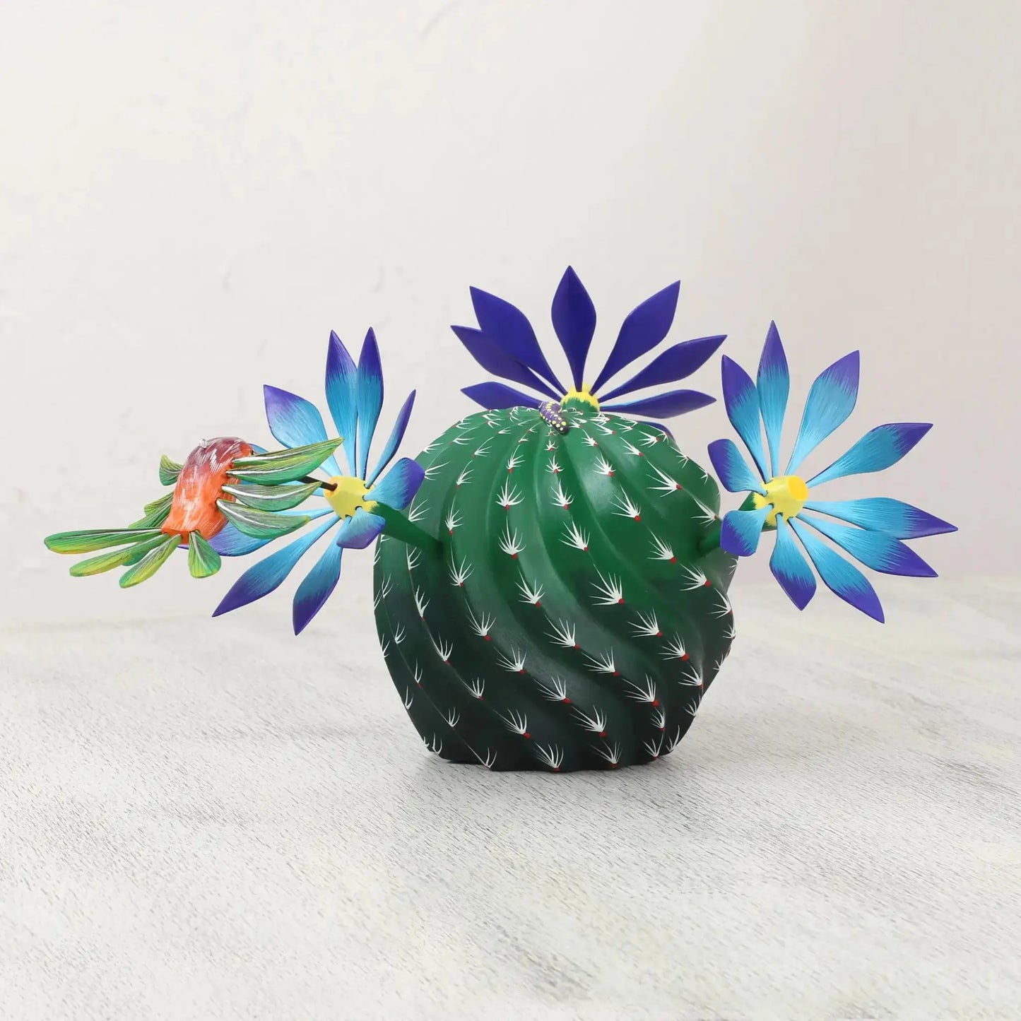 Nature and Happiness - alebrije cactus flowers hummingbird